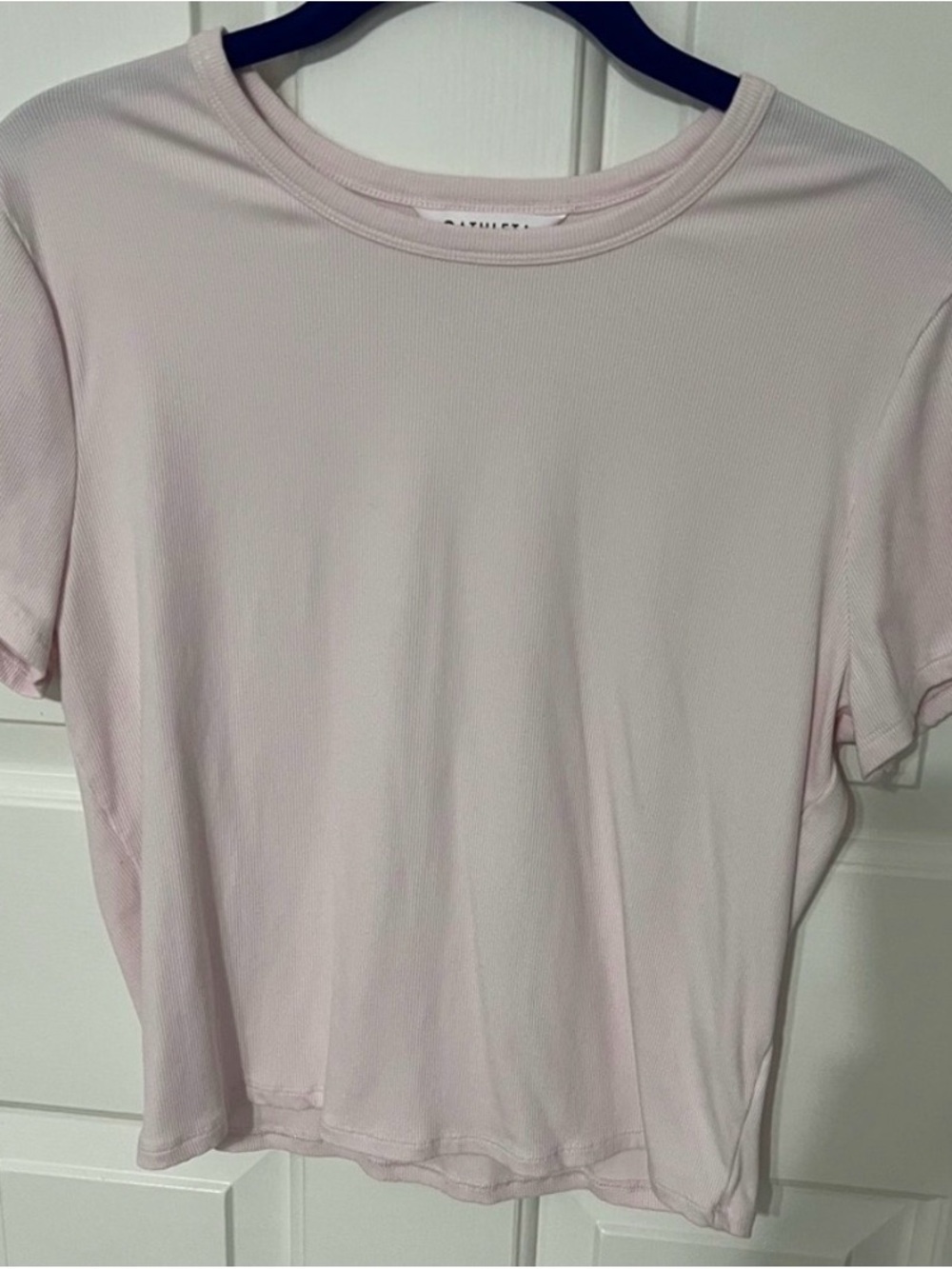Athleta Pale Pink Ribbed Short Sleeve Tee